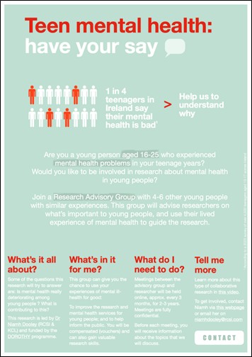 Recruitment advert for a lived experience panel
