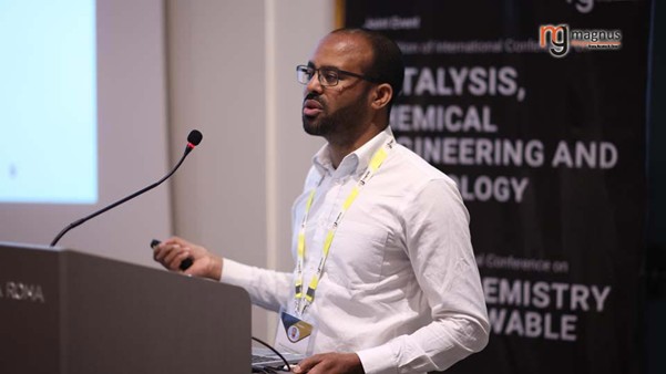 Dr. Misganaw presenting his research on photocatalytic nanomaterials at an international catalysis conference in Rome. Dr. Misganaw presenting his research on photocatalytic nanomaterials at an international catalysis conference in Rome.