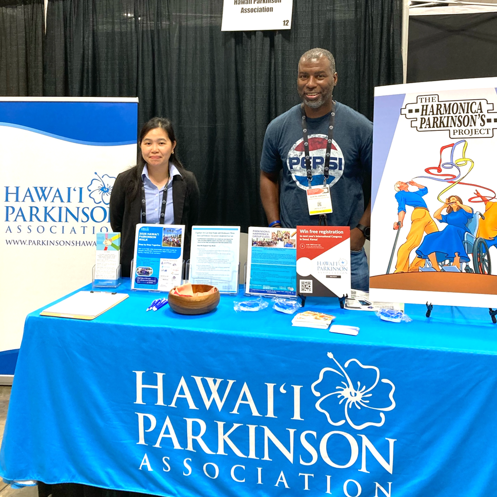The Congress highlighted many ways in which exercise and creative activities can support the well-being of people living with Parkinson’s. Photograph of Hawaii Parkinson Association exhibitors taken with permission.